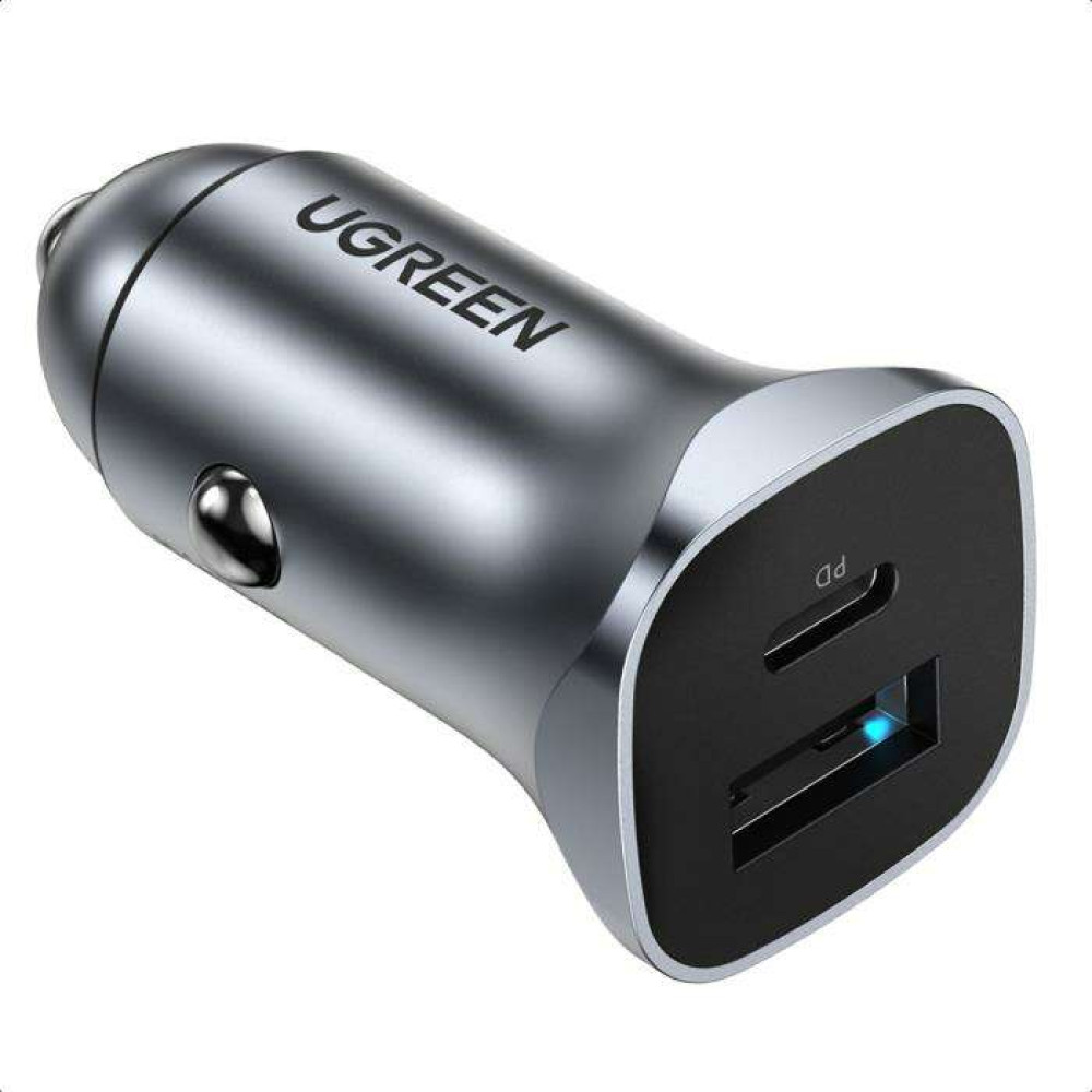 UGreen CD130/30780 Φορτιστής αυτοκινήτου 24W PD+USB QC3.0 (Space Gray)