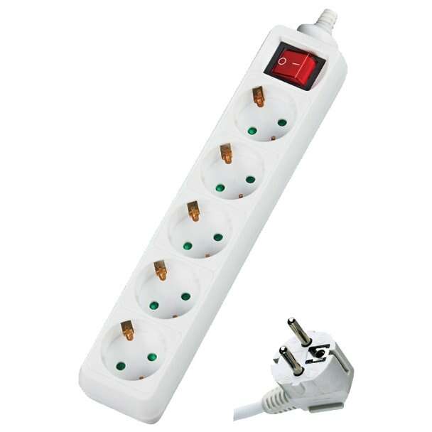 Πολύπριζο με διακόπτη 5 θέσεων 3x1,5mm 1,5m