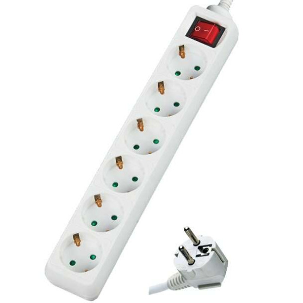Πολύπριζο με διακόπτη 6 θέσεων 3x1,5mm 1,5m