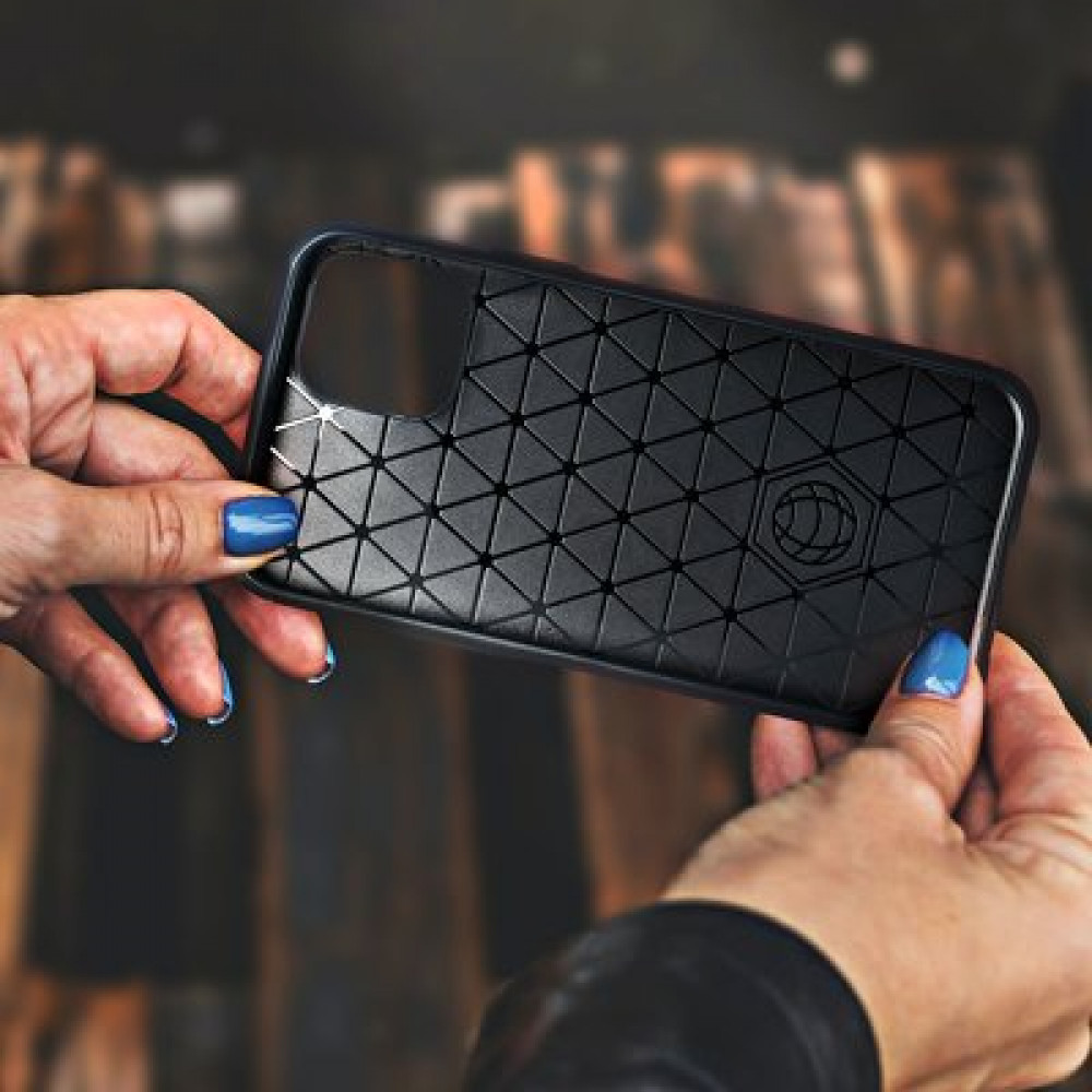 Forcell Carbon θήκη backcover για iPhone 12 Mini (Μαύρο)