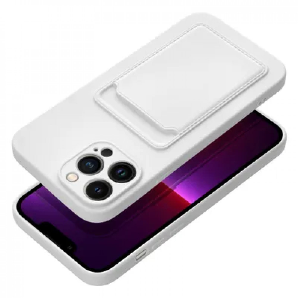 Forcell Θήκη Σιλικόνης Back Cover για Apple iPhone 14 Pro Max Με Θήκη Για κάρτα (Λευκό)