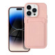 Forcell Θήκη Σιλικόνης Back Cover για Apple iPhone 14 Pro Με Θήκη Για κάρτα (Ροζ)