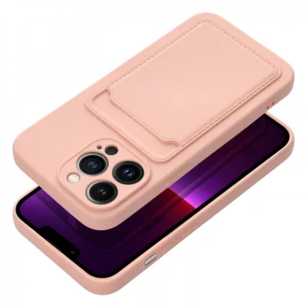 Forcell Θήκη Σιλικόνης Back Cover για Apple iPhone 14 Pro Με Θήκη Για κάρτα (Ροζ)