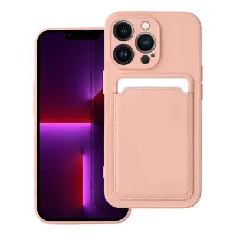 Forcell Θήκη Σιλικόνης Back Cover για Apple iPhone 13 Pro Max Με Θήκη Για κάρτα (Ροζ)