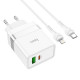 Φορτιστής Hoco Starter N21 Type-C + USB QC3.0 με καλω΄διο για iPhone Lightning 8-pin PD 30W (Λευκό)