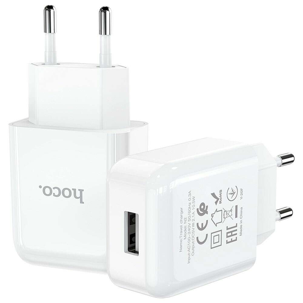 Φορτιστής Hoco Vigour N2 USB 5V 2.1A (Λευκό)