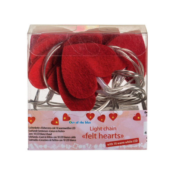 Γιρλάντα 10 Φωτάκια Θερμού Φωτισμού LED Καρδιά Εσωτερικού Χώρου Καλώδιο 1.20 m