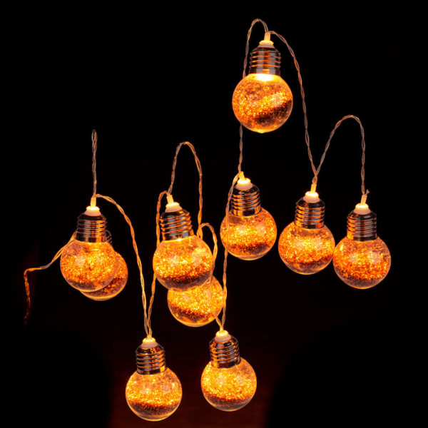 Γιρλάντα με 10 LED Λάμπες Glitter 1.7m (Θερμό)