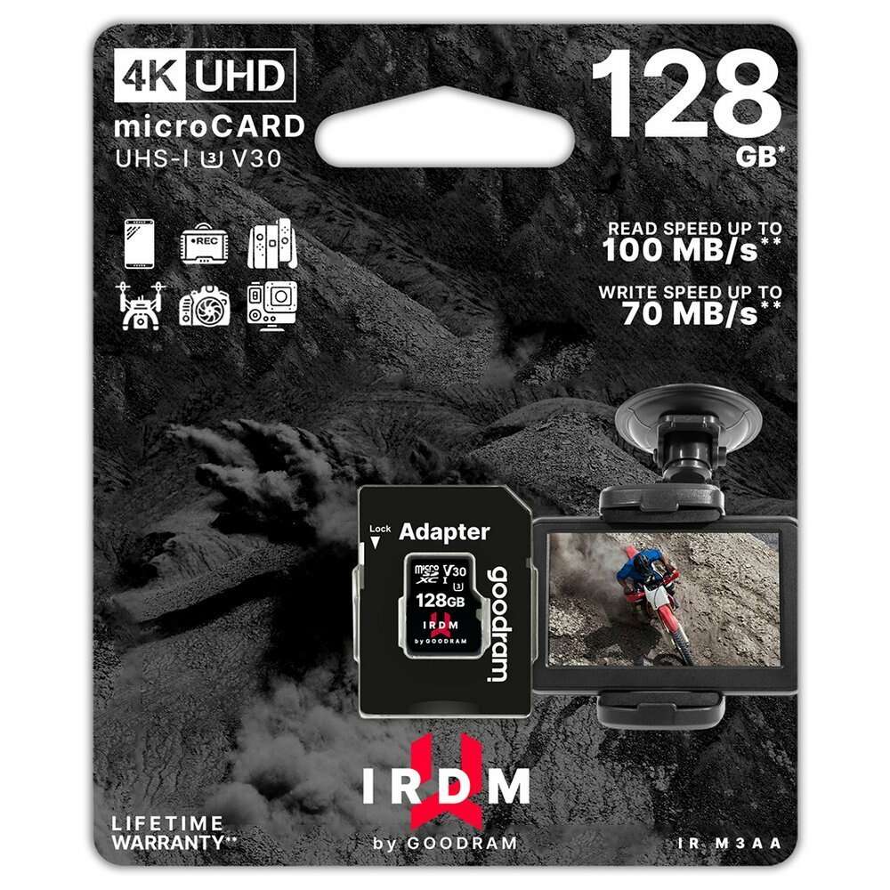 Goodram Microcard Memory Card micro SDHC SDXC UHS-I U3 V30 SD + αντάπτορας (IR-M3AA-1280R12) 128GB