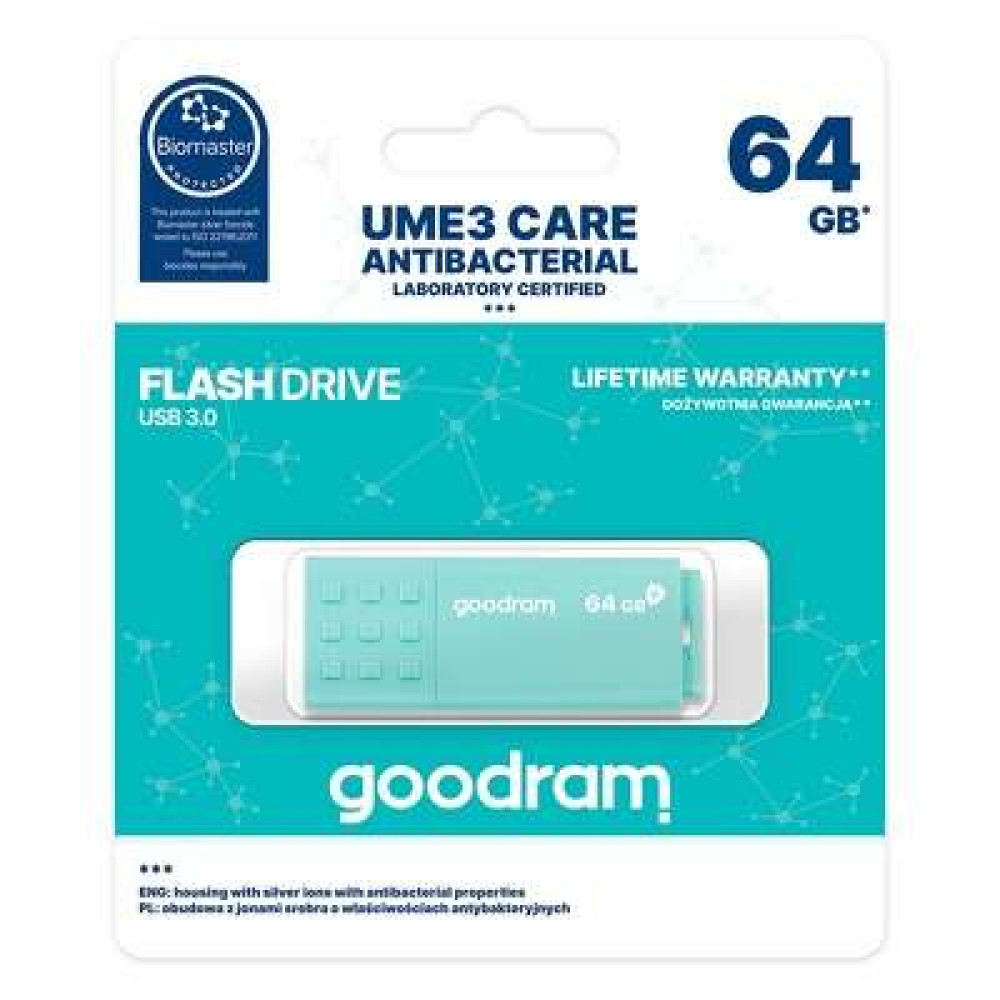 Goodram UME3 Care USB stick 3.0 64GB (Τιρκουάζ)