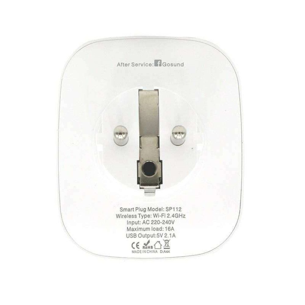 Gosund Smart Plug SP112 Πρίζα Ρεύματος Wi-Fi με 2 Θύρες USB (Λευκό)