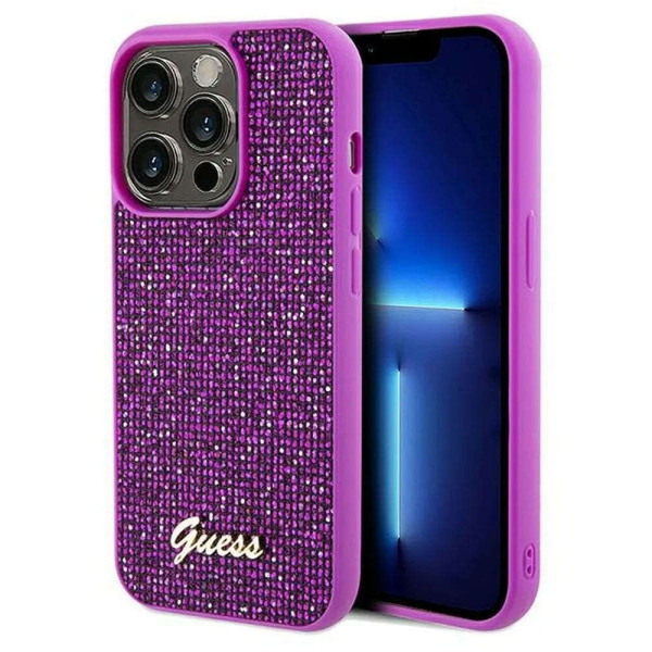 Guess Disco Script Metal Θήκη Backcover για Apple iPhone 14 Pro Max (Φούξια)