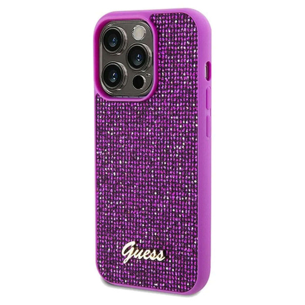 Guess Disco Script Metal Θήκη Backcover για Apple iPhone 14 Pro Max (Φούξια)