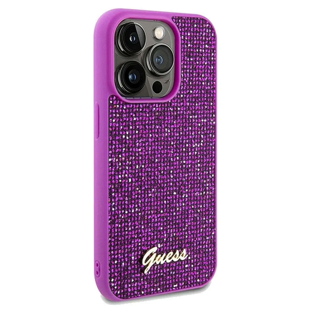 Guess Disco Script Metal Θήκη Backcover για Apple iPhone 14 Pro Max (Φούξια)