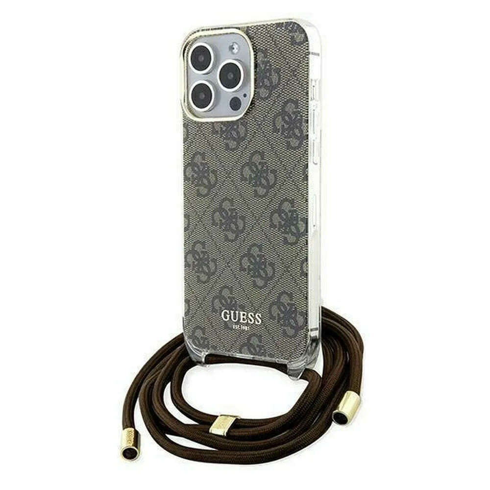 Guess Print Θήκη Backcover για Apple iPhone 15 Pro Max με λουράκι (Καφέ)