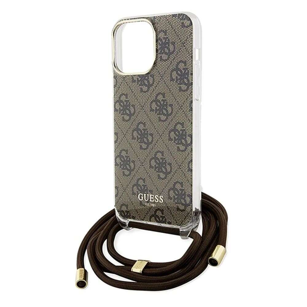 Guess Print Θήκη Backcover για Apple iPhone 15 Pro Max με λουράκι (Καφέ)