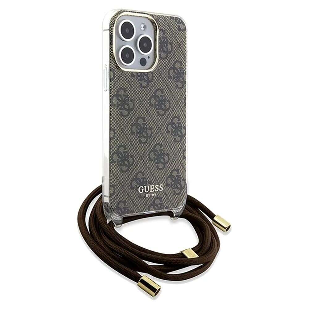 Guess Print Θήκη Backcover για Apple iPhone 15 Pro Max με λουράκι (Καφέ)