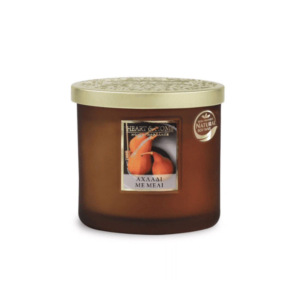 Heart & Home Αρωματικό Κερί Σόγιας με διπλό φυτίλι Αχλα΄δι με Μέλι (40 ωρών)