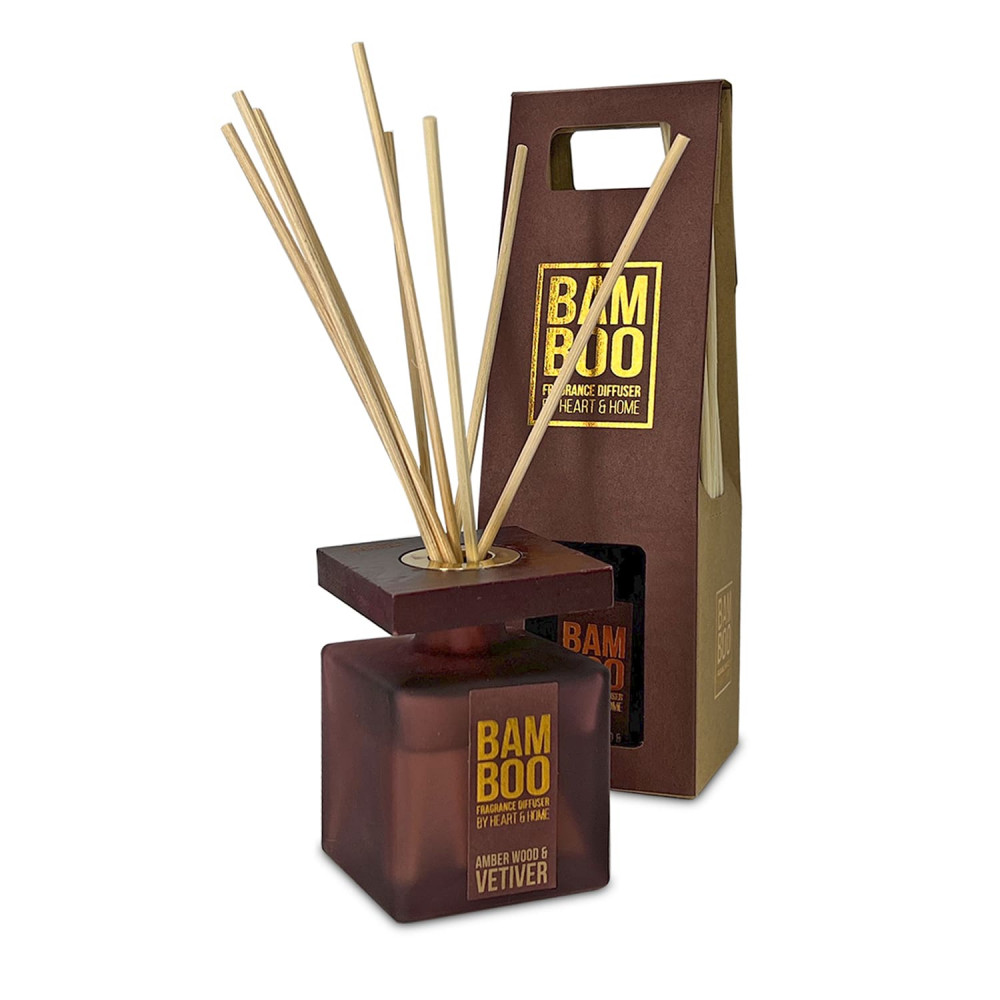 Heart & Home Bamboo Collection Αρωματικό Χώρου με Sticks Κεχριμπάρι και Βετιβέρ (80ml)