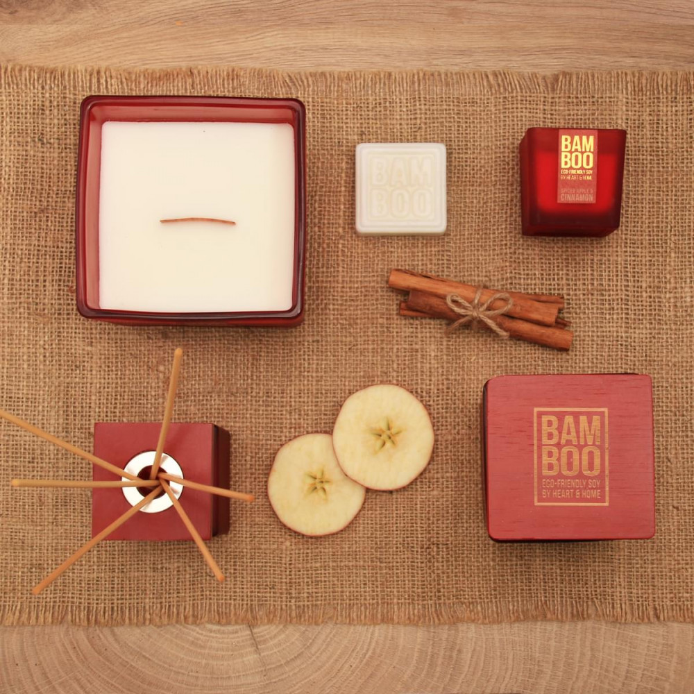 Heart & Home Bamboo Collection Αρωματικό Κερί Πικάντικο Μήλο και Κανέλα (20 ωρών)