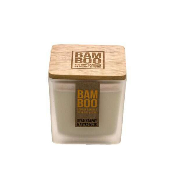 Heart & Home Bamboo Collection Αρωματικό Κερί Σόγιας Ξύλο Κέδρου και Λευκό Musk (20 ωρών)