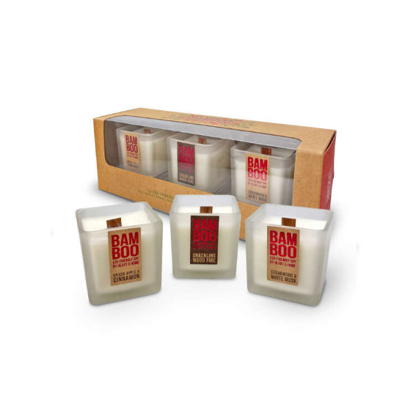 Heart & Home Bamboo Collection Σετ Δώρου 3 Mini Κεριά (15 ωρών)