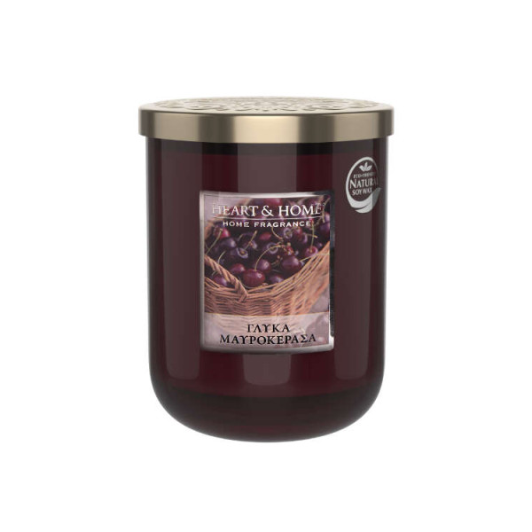 Heart & Home Μεγάλο Αρωματικό Κερί Σόγιας Γλυκά Μαυροκέρασα (75 ωρών)