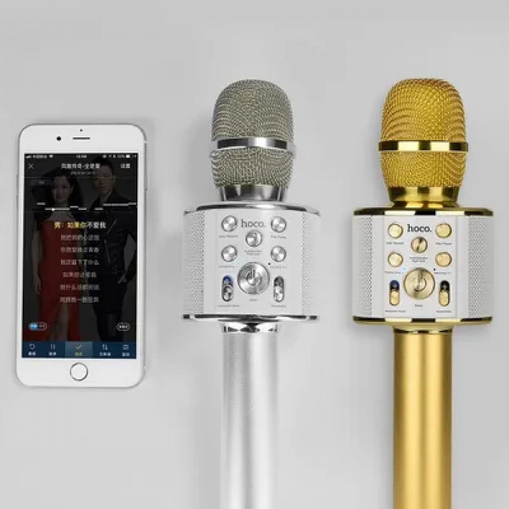 Hoco BK3 Cool Sound Ασύρματο Μικρόφωνο Καραόκε Bluetooth (Ασημί)