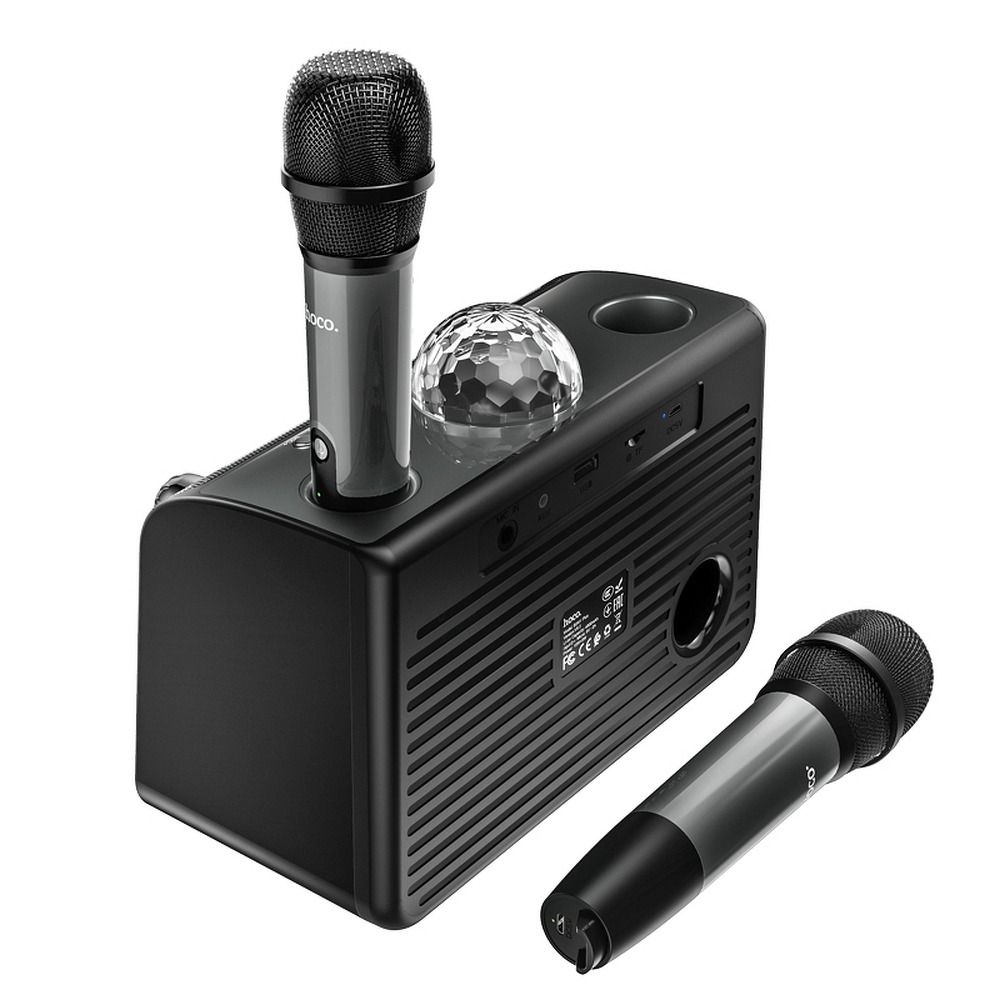 Hoco BS41 Plus Ηχείο Bluetooth με 2 ασύρματα μικρόφωνα και Disco Light (Μαύρο)