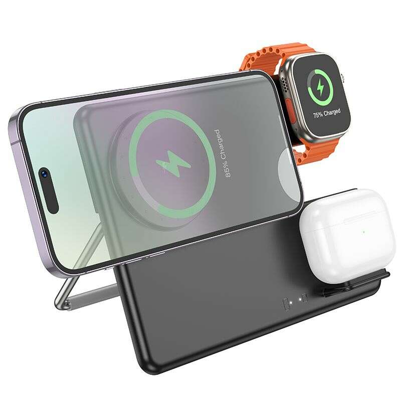 HOCO CQ1 Aσύρματος Φορτιστής Magsafe 3in1 15W (Μαύρο)