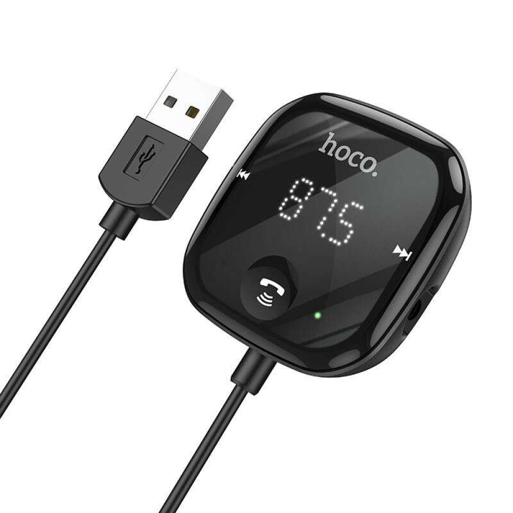 Hoco E65 FM Transmitter Bluetooth, AUX, TF Card (Μαύρο)