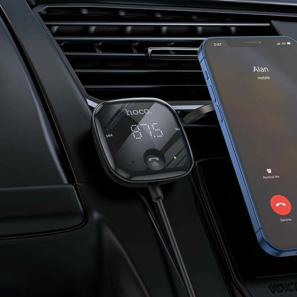 Hoco E65 FM Transmitter Bluetooth, AUX, TF Card (Μαύρο)