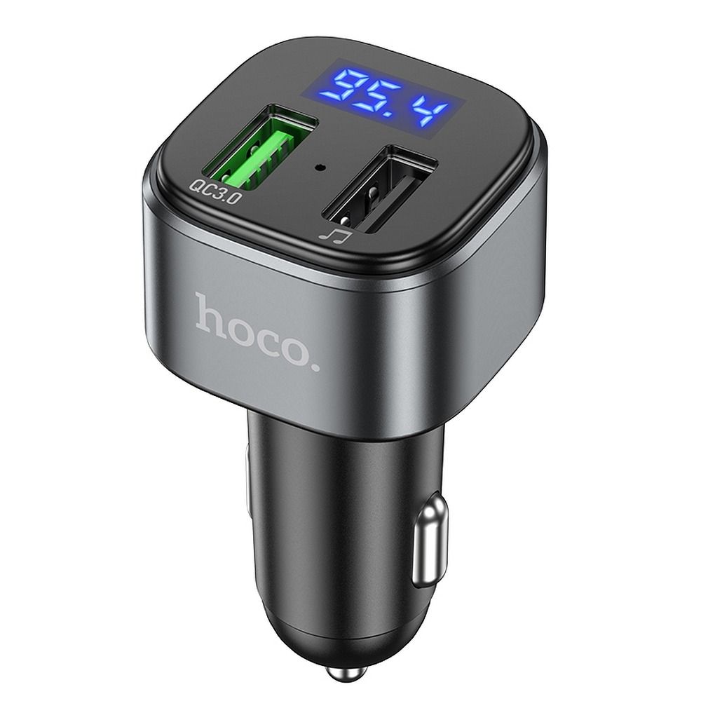 Hoco E67 FM Transmitter Bluetooth + φορτιστής 2xUSB QC3.0 18W (Μαύρο)