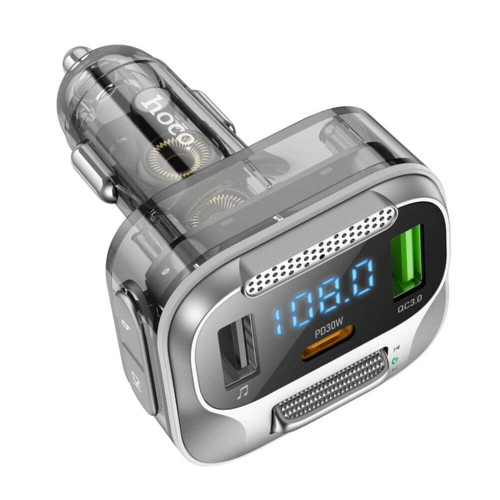 Hoco E75 FM Transmitter Bluetooth + φορτιστής PD30W QC3.0 (Μαύρο)