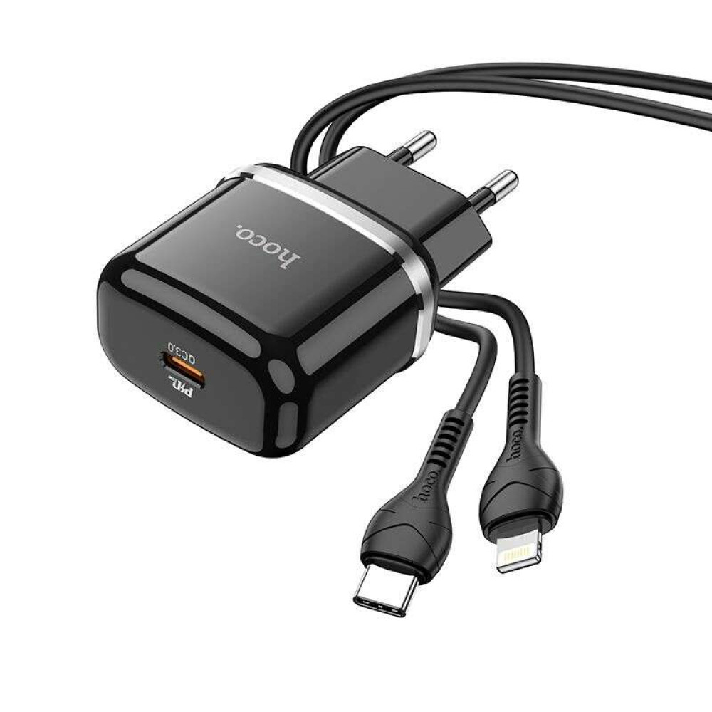 Hoco Φορτιστής Victorious N24 με καλώδιο Type-C σε Lightning PD 20W (Μαύρο)