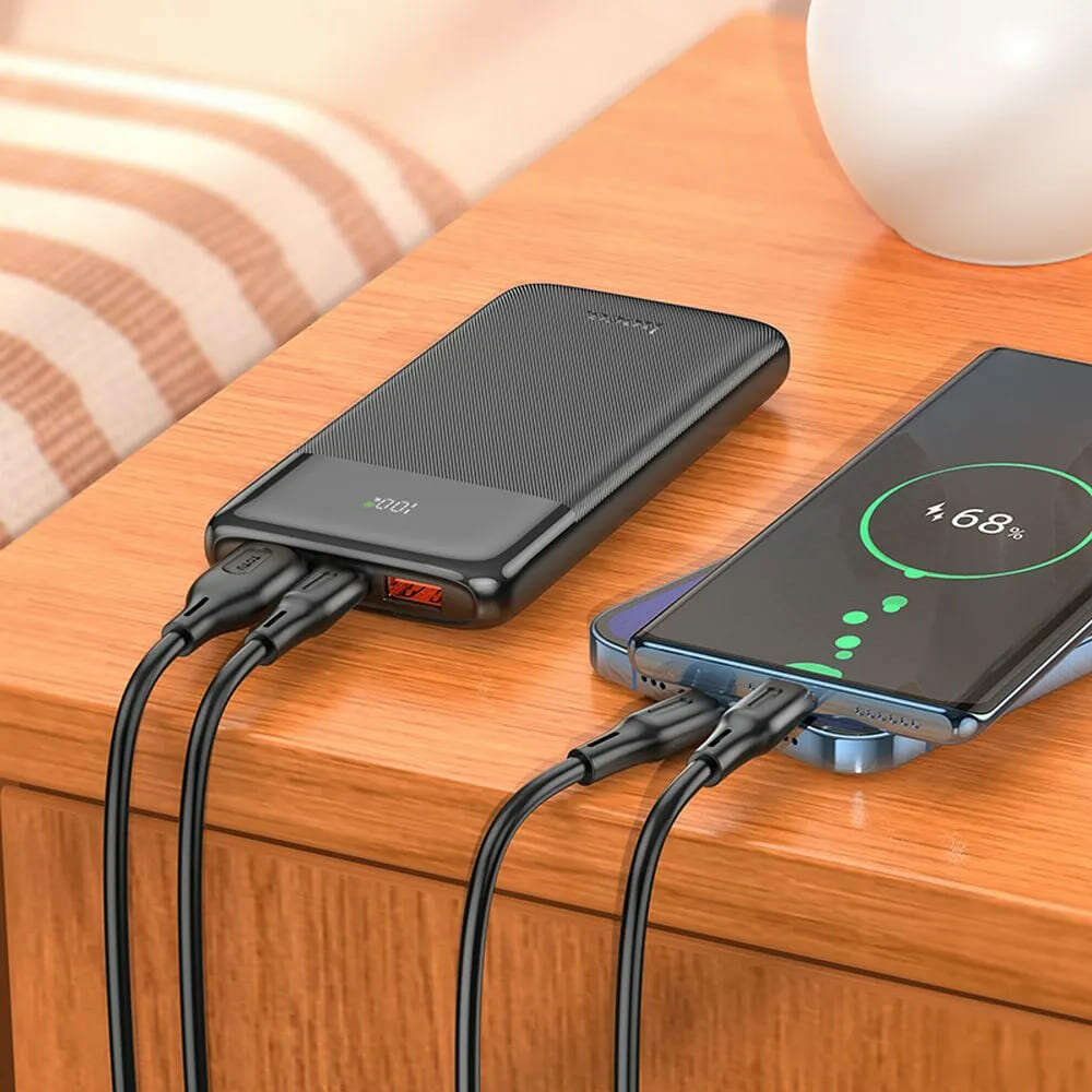 Hoco J121 Power Bank 10000mAh 22.5W με 2 Θύρες USB-A και 1 Θύρα USB-C QC 3.0 (Μαύρο)