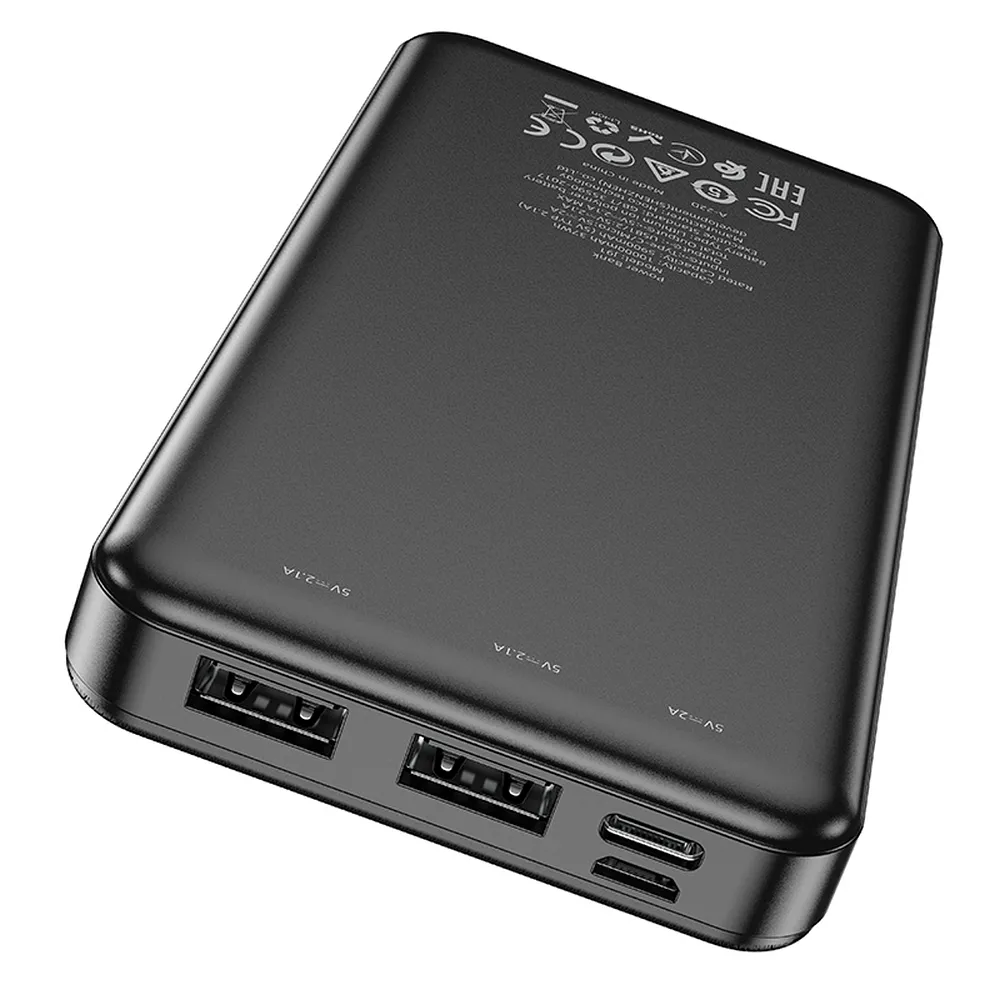 Hoco J91 Power Bank 10000mAh με 2 Θύρες USB-A και Θύρα USB-C (Μαύρο)