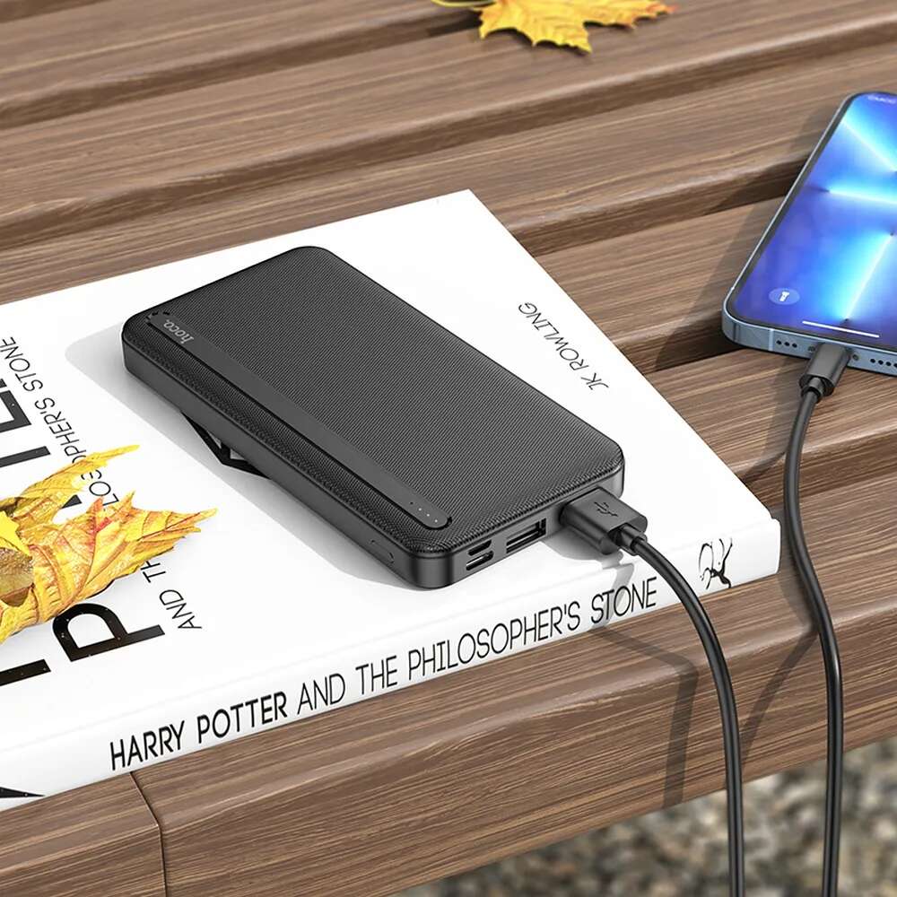 Hoco J91 Power Bank 10000mAh με 2 Θύρες USB-A και Θύρα USB-C (Μαύρο)