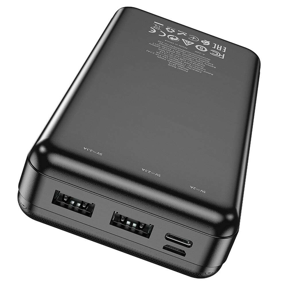 Hoco J91A Power Bank 20000mAh J91A με 2 Θύρες USB-A και Θύρα USB-C (Μαύρο)