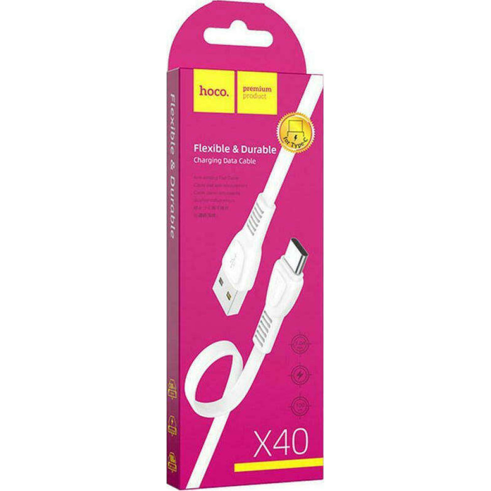 Καλώδιο Φόρτισης / Δεδομένων Hoco X40 USB σε Type C 2.4A 1m (Λευκό)