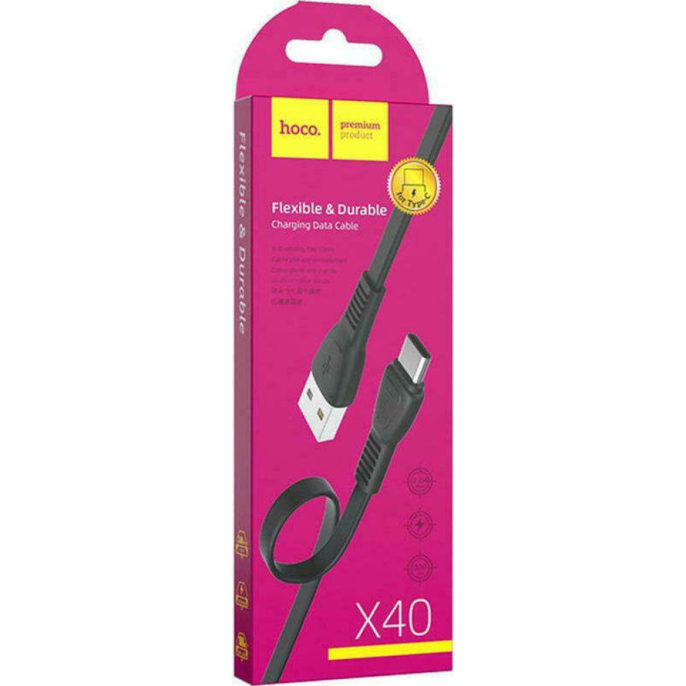 Καλώδιο Φόρτισης / Δεδομένων Hoco X40 USB σε Type C 2.4A 1m (Μαύρο)