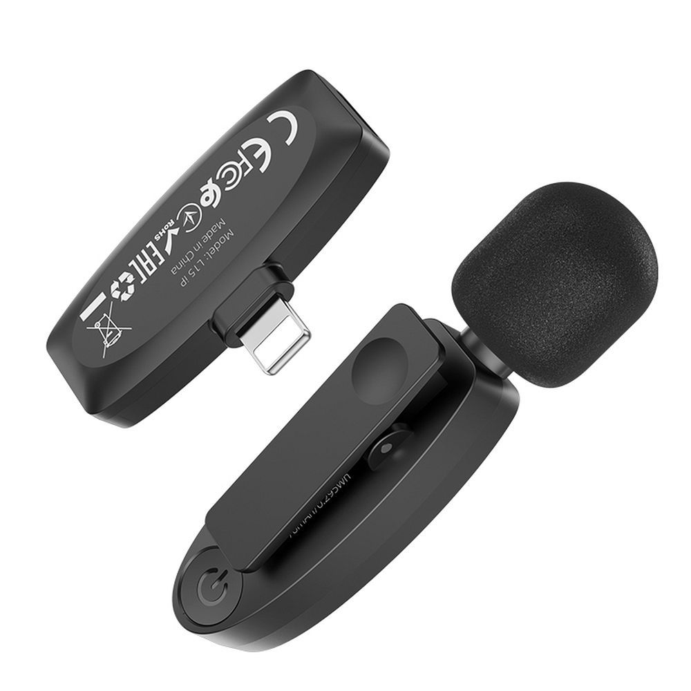 Hoco L15 Ασύρματο Πυκνωτικό Μικρόφωνο Πέτου για iPhone Lightning 8-pin (Μαύρο)