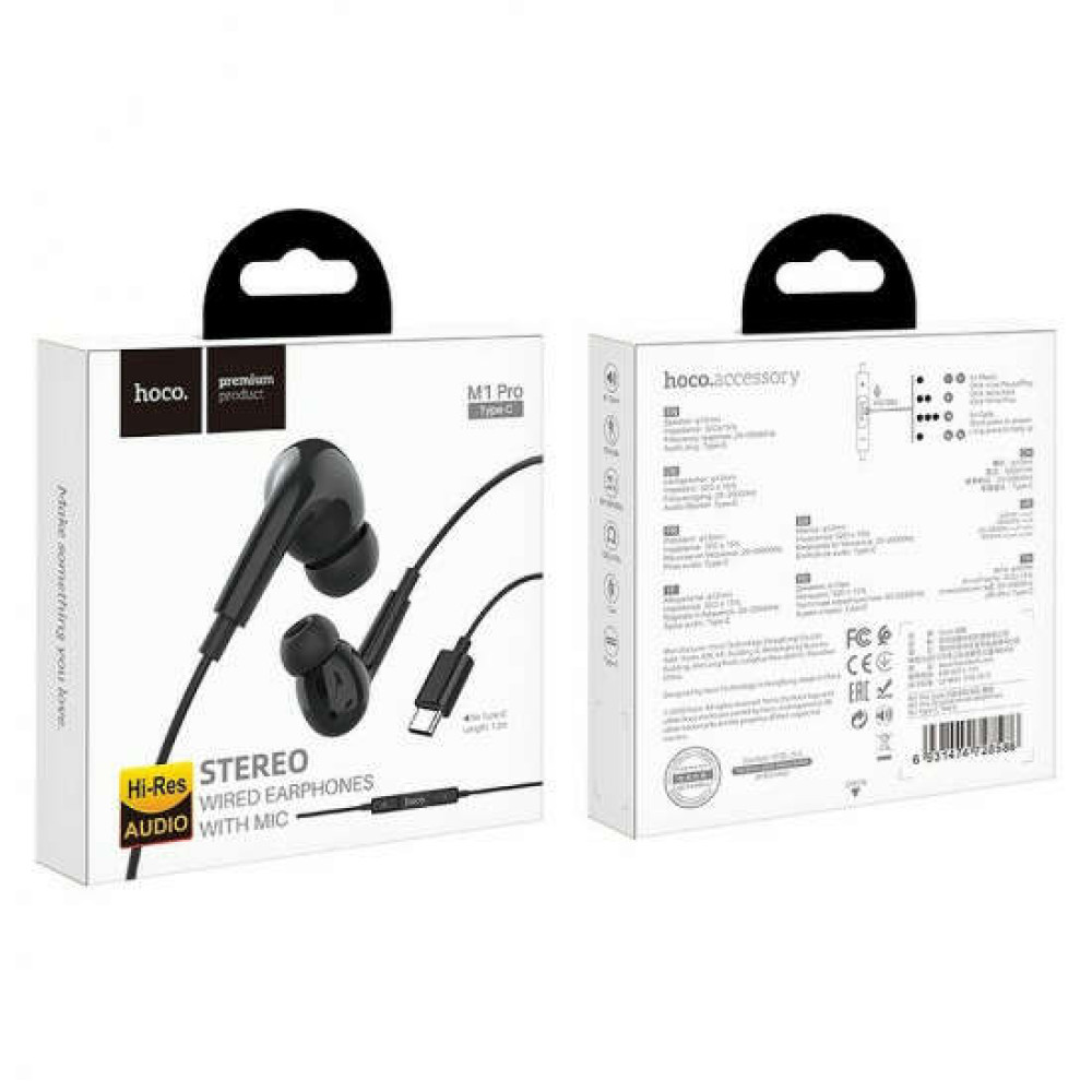 Hoco M1 Pro Original Handsfree Ακουστικά In Ear με Type-C (Μαύρο)