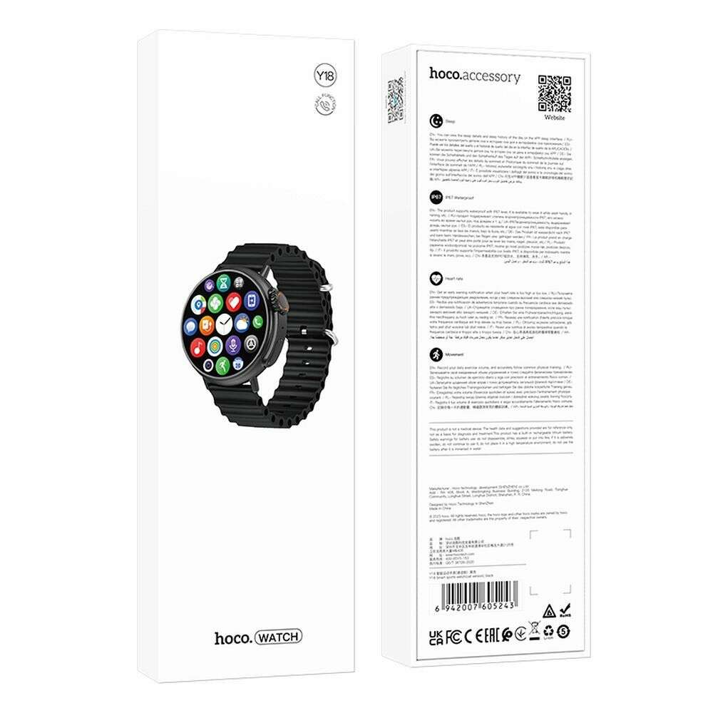 Hoco Smartwatch Y18 Smart sports watch (call version) (Μαύρο)