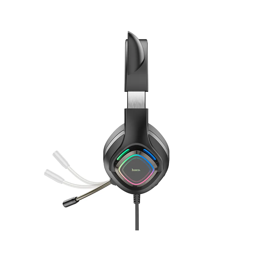Hoco W107 Cute Cat Luminous Over Ear Gaming Headset με σύνδεση 3.5mm / USB LED (Ροζ)