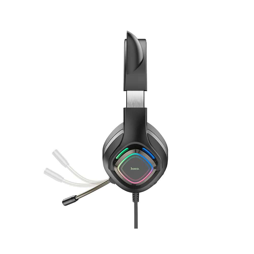 Hoco W107 Cute Cat Luminous Over Ear Gaming Headset με σύνδεση 3.5mm / USB LED (Πράσινο)