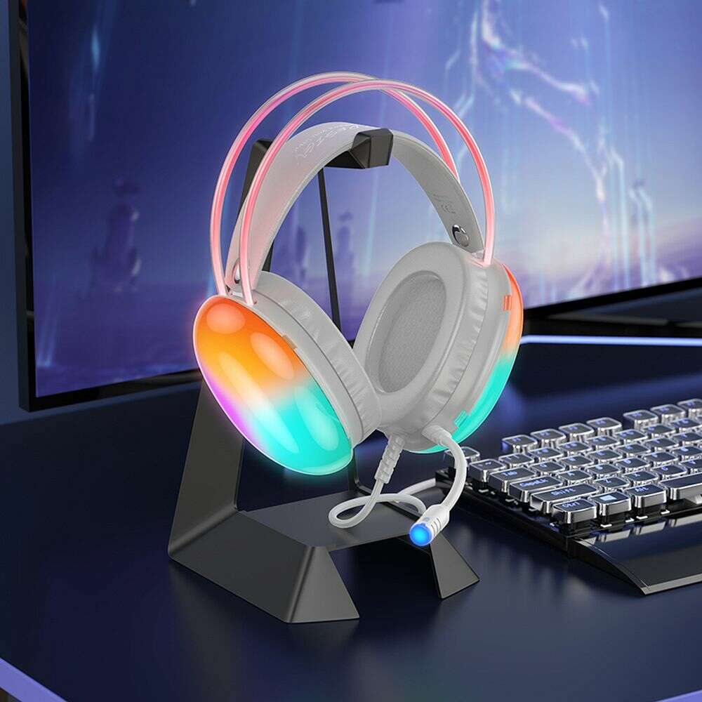 Hoco W109 Over Ear Gaming Headset με σύνδεση 3.5mm / USB LED (Λευκό)