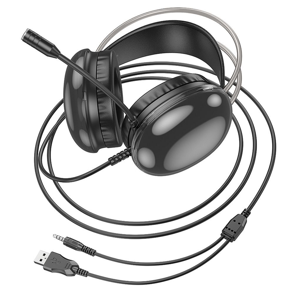 Hoco W109 Over Ear Gaming Headset με σύνδεση 3.5mm / USB LED (Μαύρο)