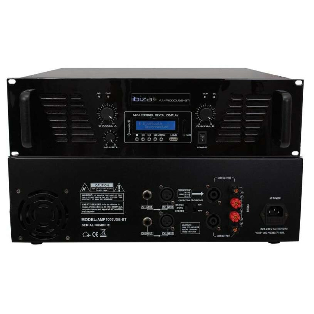 ibiza Sound AMP1000USB-BT PA - Ενισχυτής με USB και Bluetooth 2x800W