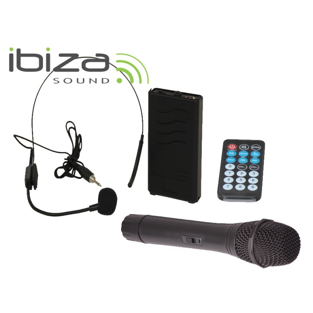ibiza Sound PORT12VHF-BT - Φορητό σύστημα Ήχου 12" με USB-MP3, BT, REC, και 2 μικρόφωνα VHF